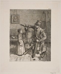 Danish : Un chasseur montrant sa proie à une petite fille - Constantin Hansen