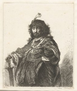 Autoportrait (?) avec chapeau à plumes et sabre abaissé - Constantino Cumano
