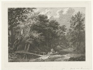 Paysage forestier avec pont en bois - Constantinus Cornelis Huysmans