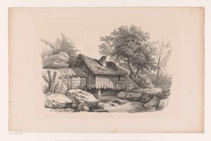 Maison en bois au-dessus de la rivière - Constantinus Cornelis Huysmans