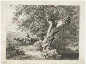 Paysage avec arbre nu et berger - Constantinus Cornelis Huysmans
