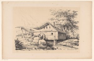 Moulin à eau dans un paysage montagneux - Constantinus Cornelis Huysmans
