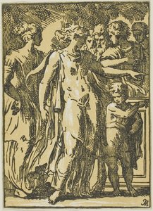 Une femme, un enfant et des personnages autour d