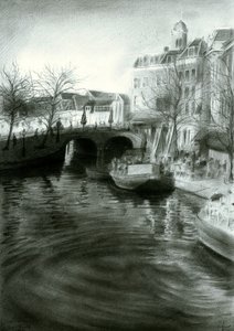 Dessin du canal de la ville - Corné Akkers