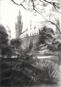 Vue sur le parc du château gothique - Corné Akkers