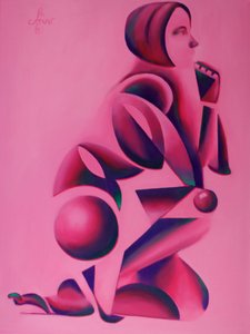 Femme géométrique pensive