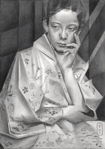 Jeune fille en kimono, pensive - Corné Akkers