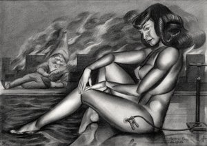 Un gnome pin-up pensif