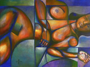 Femme cubiste sereine