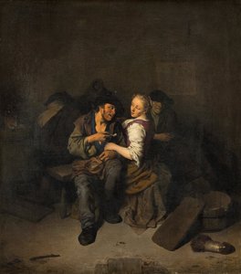 Jeune couple dans une taverne
