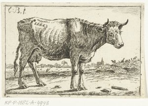 Paysage avec vache - Cornelis  Bisschop