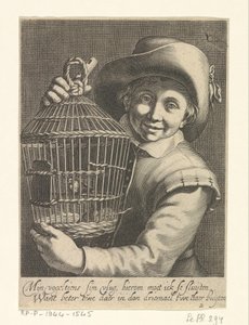 Jongen met vogelkooi