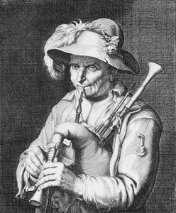 Homme jouant de la cornemuse