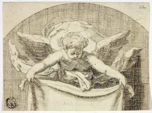 Putto Holding Sudarium - Cornelis Bloemaert