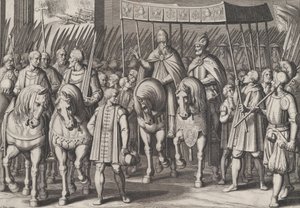 Planche 3 : Charles V couronné empereur entrant à Rome avec le Pape, des Triomphes de Charl... - Cornelis Boel