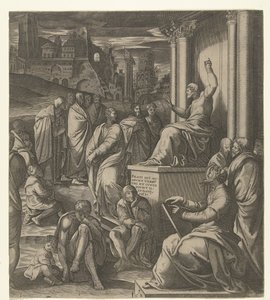 Christ prêchant au peuple - Cornelis Bos (possibly)