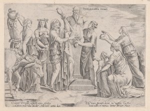 Speculum Romanae Magnificentiae: Huit femmes sacrifiant à Priape