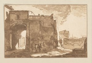 Porte avec voyageur et mulet