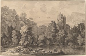 Vallée avec un vieux château, 1784, publié 1786 - Cornelis Brouwer