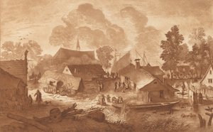 Village avec étang, vers 1782 - Cornelis Brouwer
