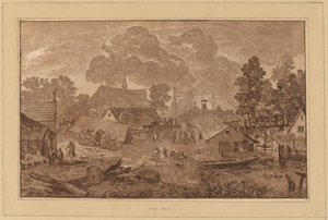 Village avec étang, vers 1782