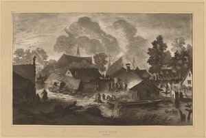 Village avec étang, vers 1782