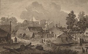 Village avec étang - Cornelis Brouwer