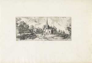 Paysage avec vue sur une église dans un village - Cornelis Claesz van Wieringen (possibly)