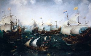 Défaite des Espagnols par Heemskerk à Gibraltar, 25 avril 1607 (vers 1619) - Cornelis Claesz  van Wieringen
