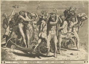Bacchus et Vénus dans un char tiré par des centaures - Cornelis Cort (rejected attribution)