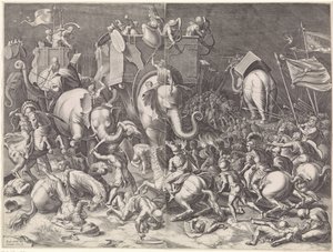 Bataille de Zama entre Scipion et Hannibal, de nuit