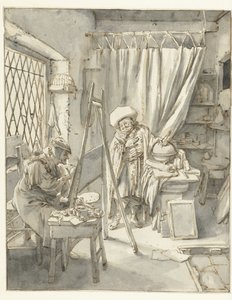 Un artiste avec un modèle dans son atelier