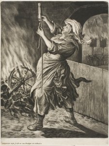 Femme allumant une fusée, aussi appelée La paix me fait avancer, de Communia Gaudia (La grande réjouissance au siège de Namur) - Cornelis Dusart