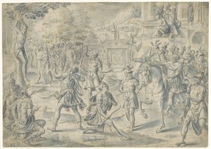 Tir sur le cadavre du père - Cornelis Floris (II) (circle of)