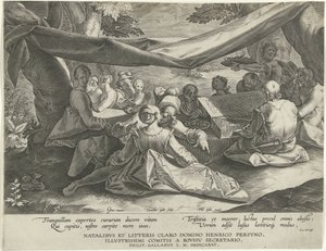 Groupe de musiciens avec homme derrière le virginal - Cornelis Galle (I)