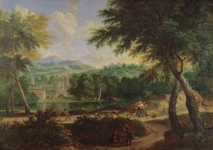 Paysage avec un troupeau de moutons
