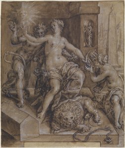 Conception pour la section centrale du Miroir de la Vertu - Cornelis Ketel