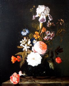 Nature Morte de Fleurs dans un Vase reposant sur un Rebord - Cornelis Kick