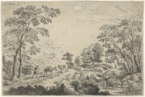 Paysage avec muletier - Cornelis Matthieu