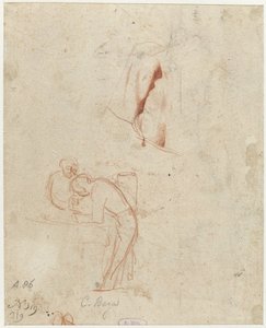 Esquisse de deux figures debout et étude de draperie