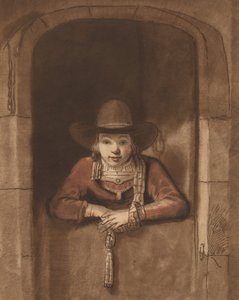 Garçon penché sur une porte basse - Cornelis Ploos van Amstel