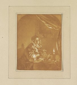 Dame à la lumière des bougies