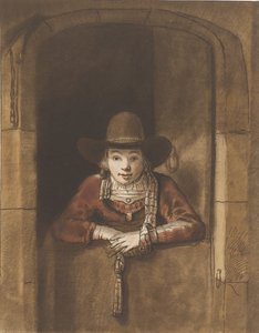 Garçon appuyé sur une porte basse - Cornelis Ploos van Amstel