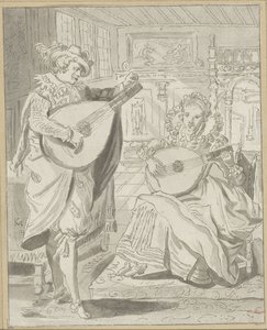 Homme et dame jouant du luth - Cornelis Ploos van Amstel
