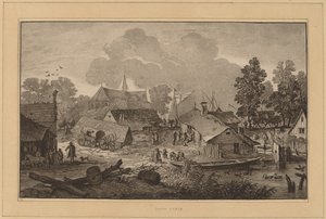 Village avec étang - Cornelis Ploos van Amstel