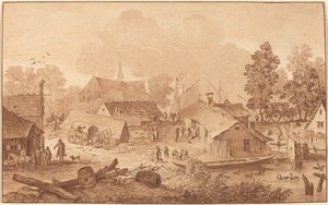 Village avec Étang - Cornelis Ploos van Amstel