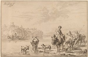 Femme assise sur une mule - Cornelis Ploos van Amstel