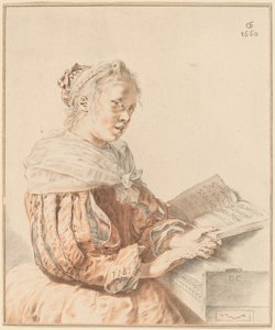 Jeune fille au clavier - Cornelis Ploos van Amstel