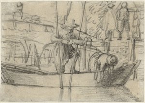 Homme et femme dans un bateau près de la rive - Cornelis Saftleven (attributed to)