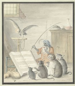Intérieur avec concert de chats